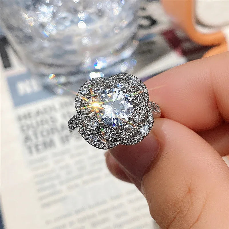 Uneju Luxury White Topaz CZ Diamond Couple Rings - Image 4