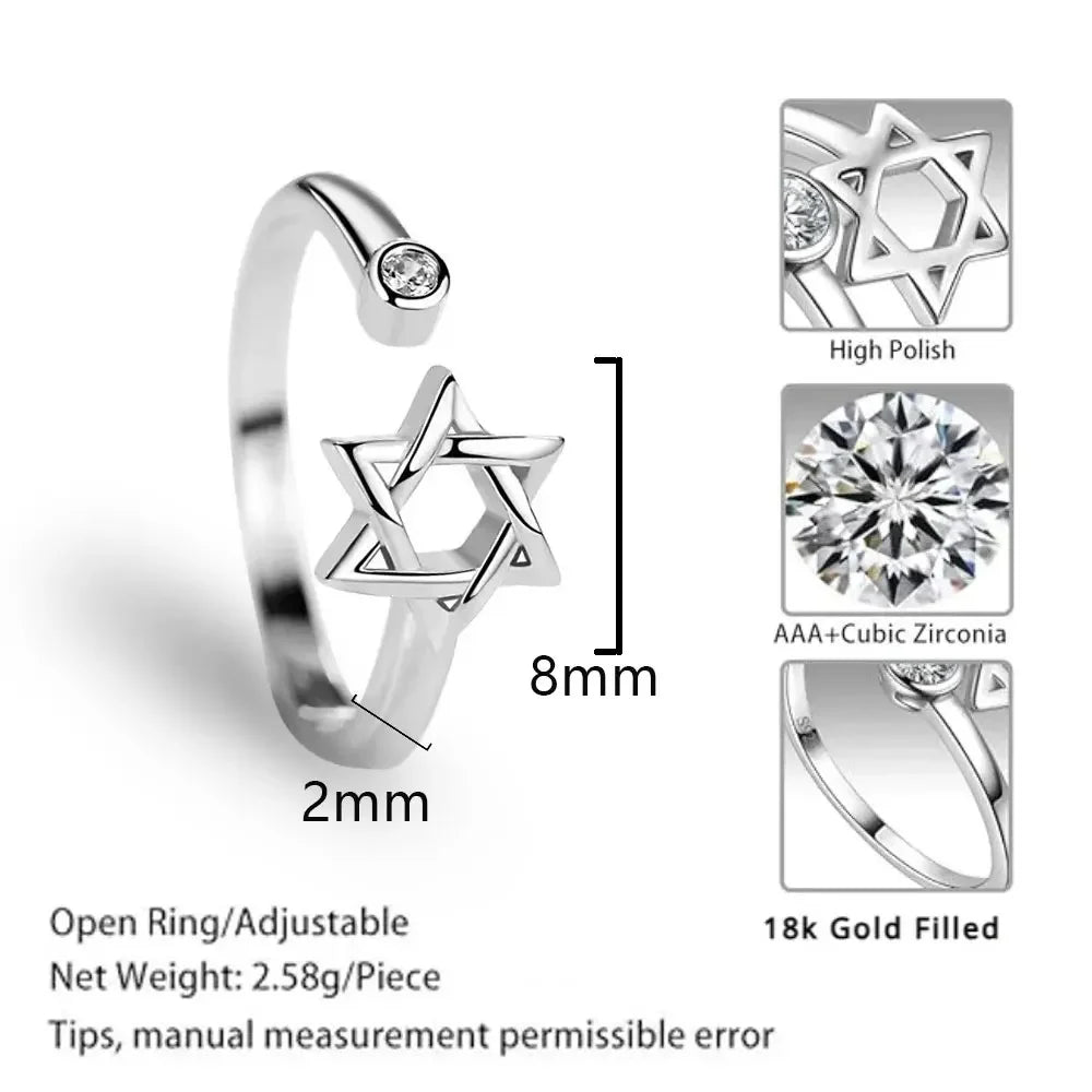 Unilf Hollow Hexagon Star of David Adjustable Ring - Image 7