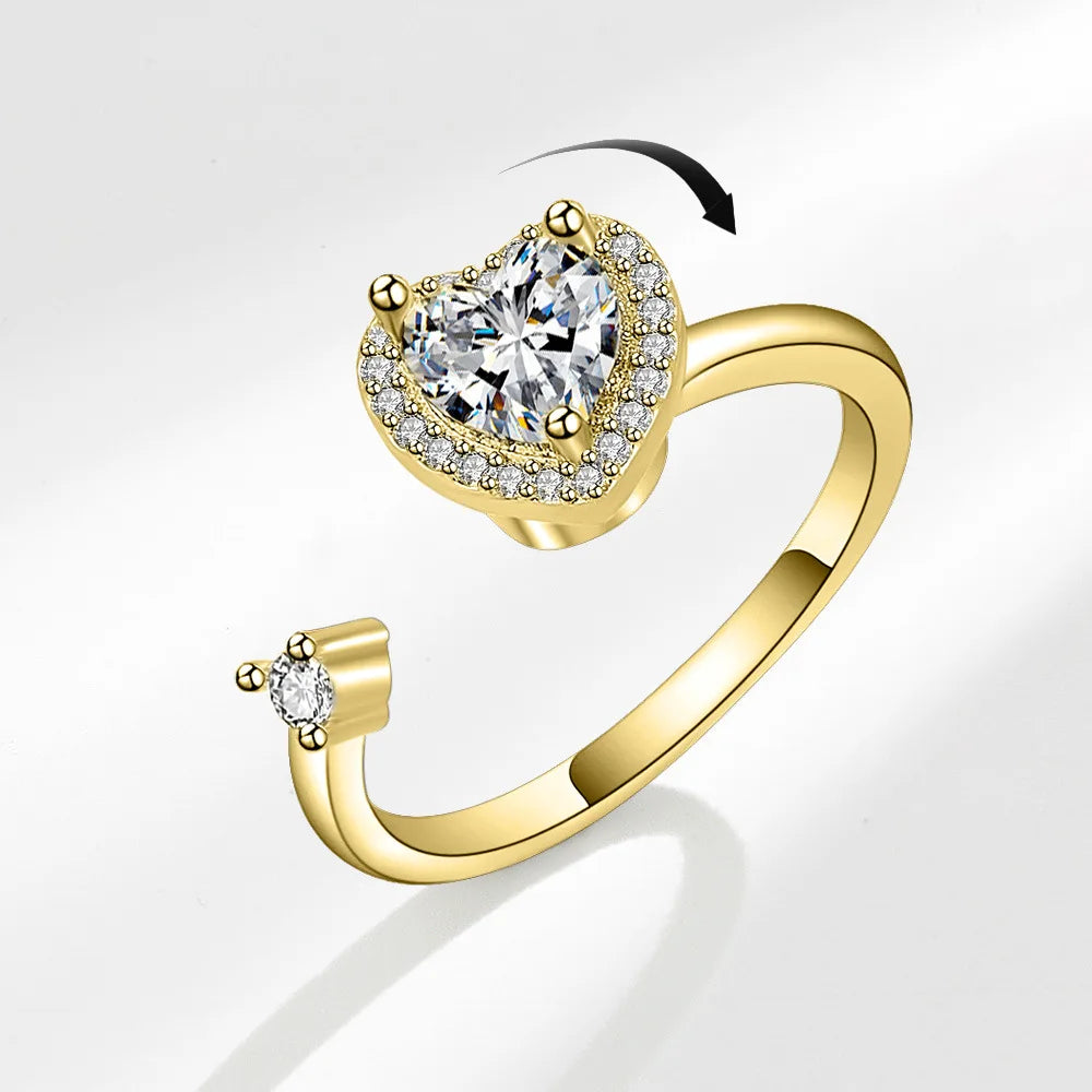Unilf Sterling Silver Sunflower Rotatable Ring - Image 37