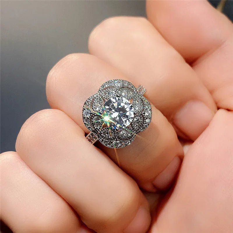 Uneju Luxury White Topaz CZ Diamond Couple Rings - Image 7