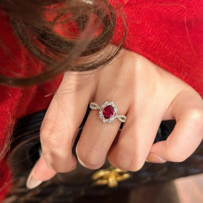 Oclie Vintage Court Style Ruby Engagement Ring - Image 3