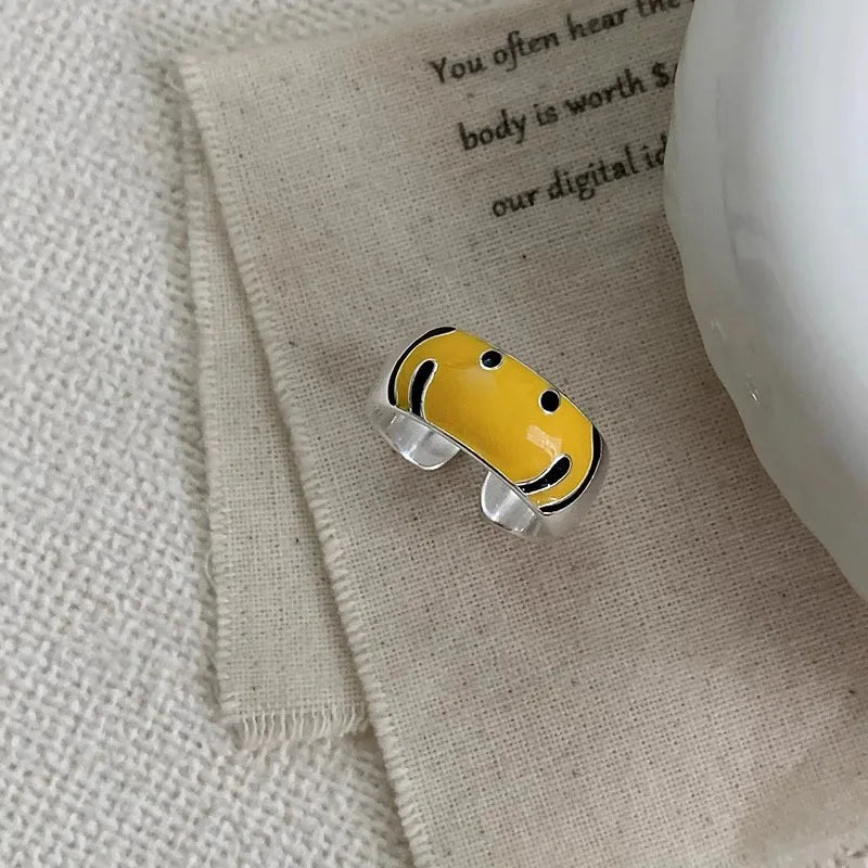 Unegi Yellow Smile Face Ring – 925 Sterling Silver - Image 5