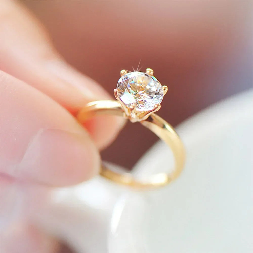 Real Moissanite D Color 18K Gold Engagement Rings