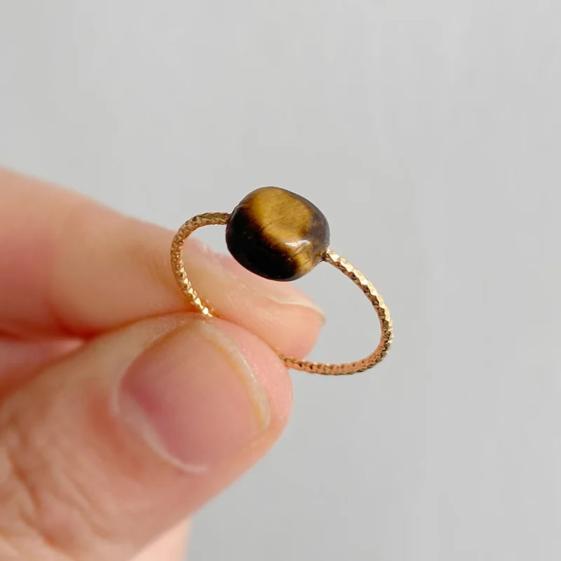 Natural Irregular Stone Beads Ring