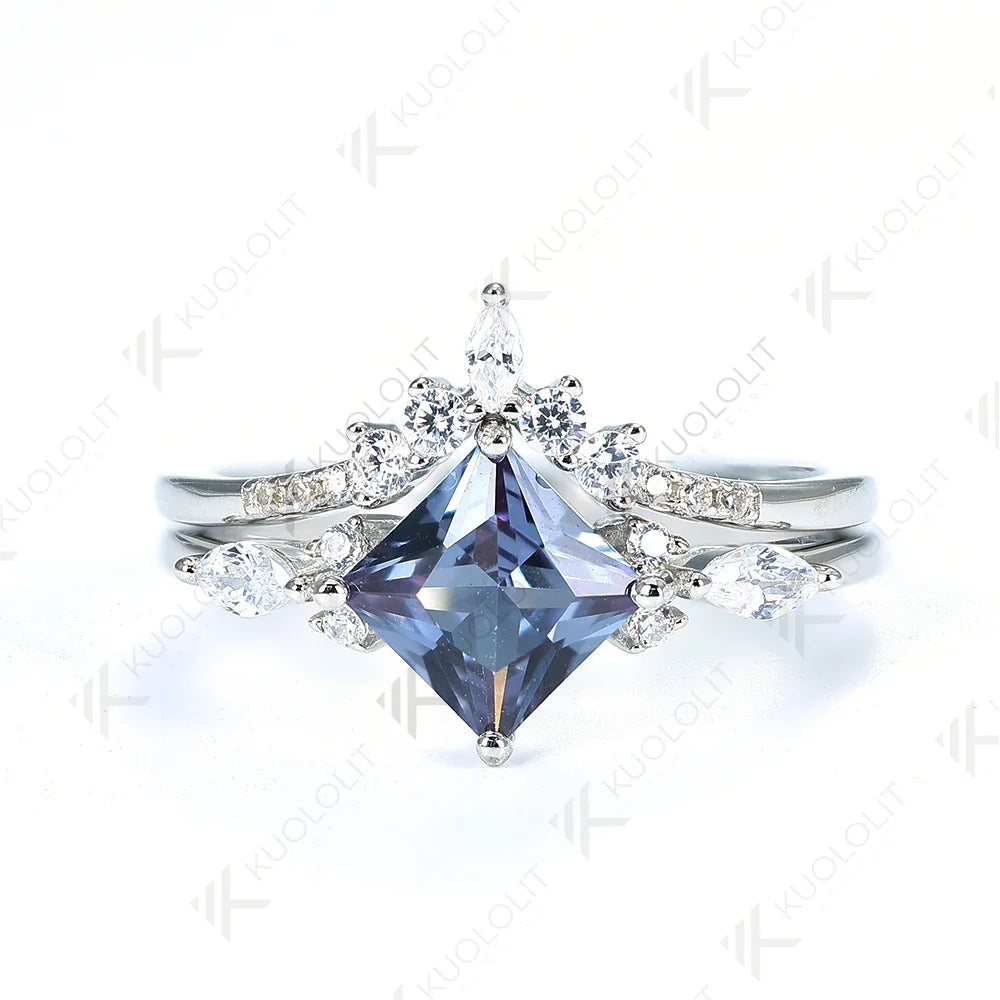 Ecooin Bluish Emerald Gemstone Ring – Princess Cut - Image 11