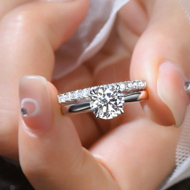 Uneju Moissanite Sterling Silver Engagement Ring - Image 5