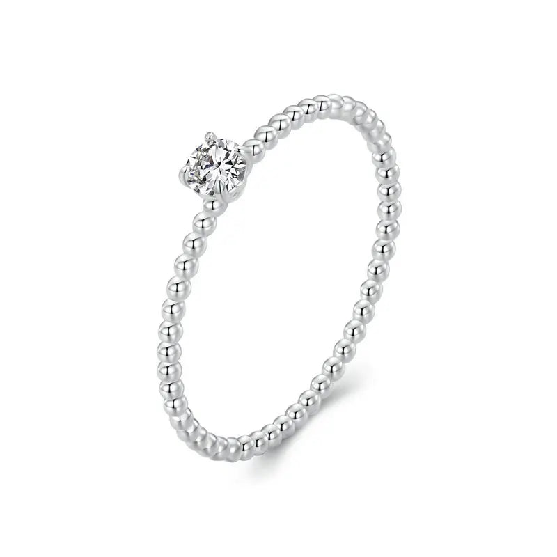Simple Round Moissanite Beads Ring