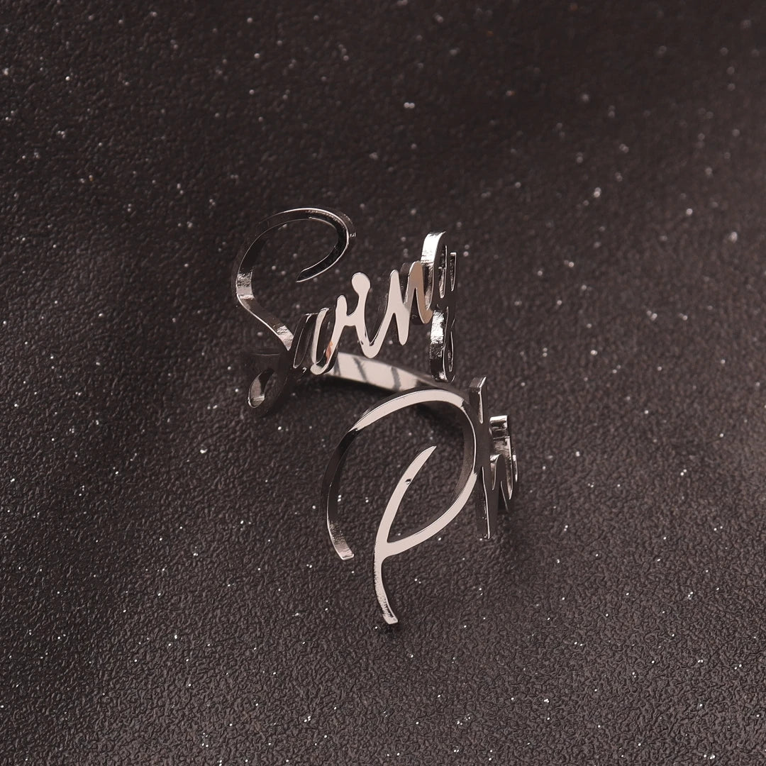 Uneju Personalized Couples Name Ring - Image 13