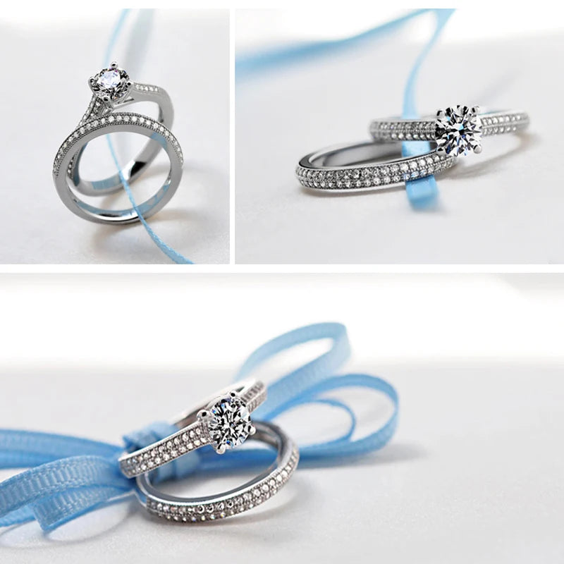 Chicya Vintage Halo Sterling Silver Wedding Ring - Image 3
