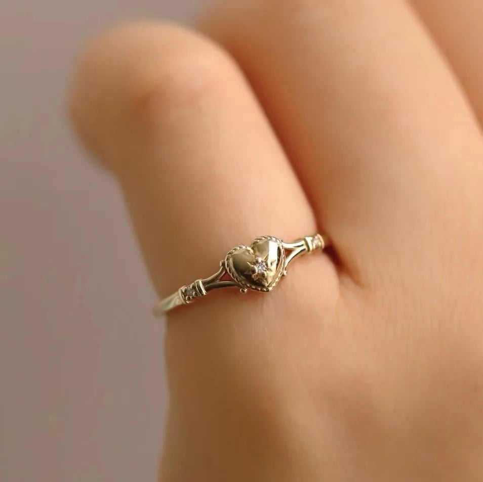 Unilf Gold Plated Stainless Steel Heart Ring - Image 6