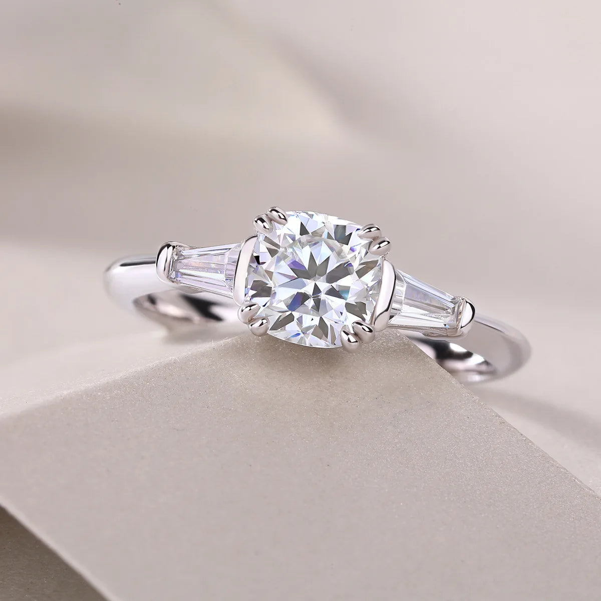 Original  Cushion Cut Moissanite Diamond Ring