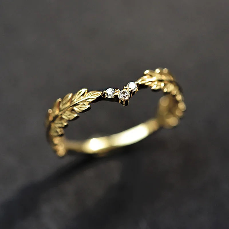 Unilf 925 Sterling Silver Olive Leaf Mini Zircon Tail Ring - Image 3