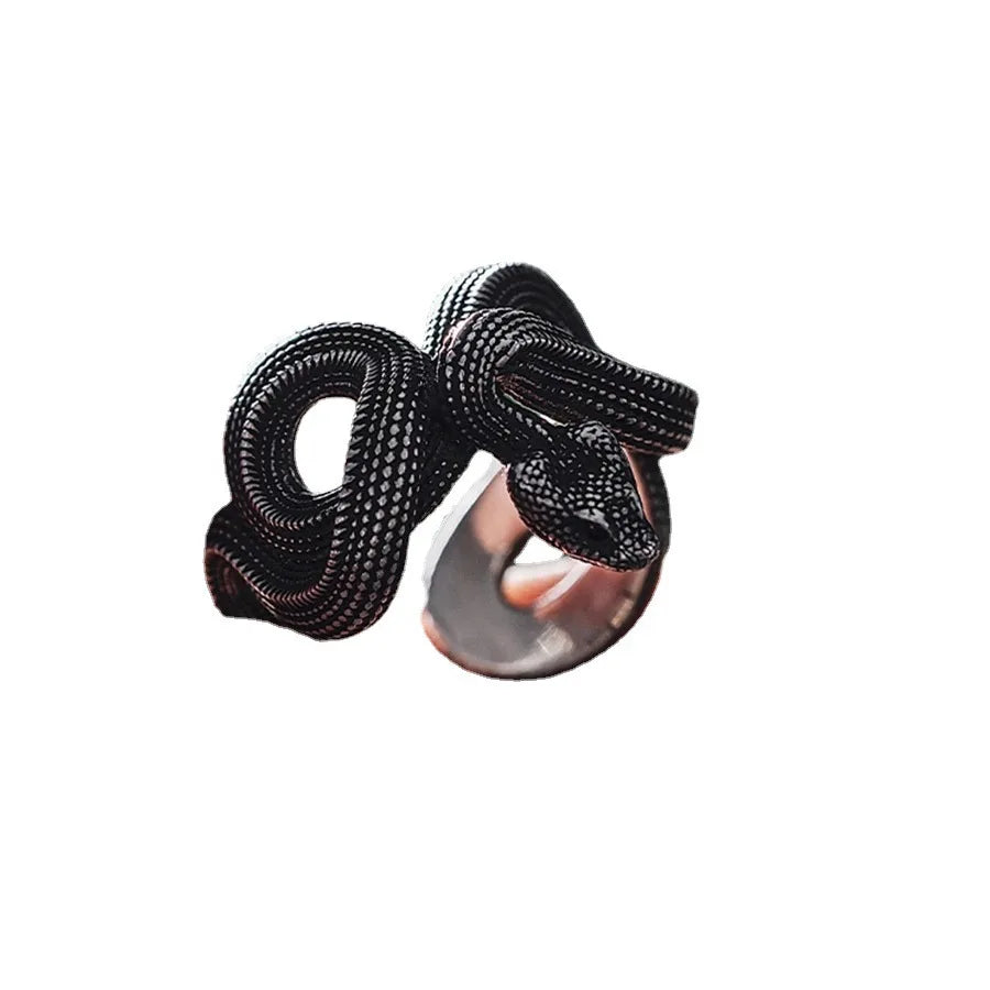 Unegi Rock Black Python Snake Ring for Men - Image 6
