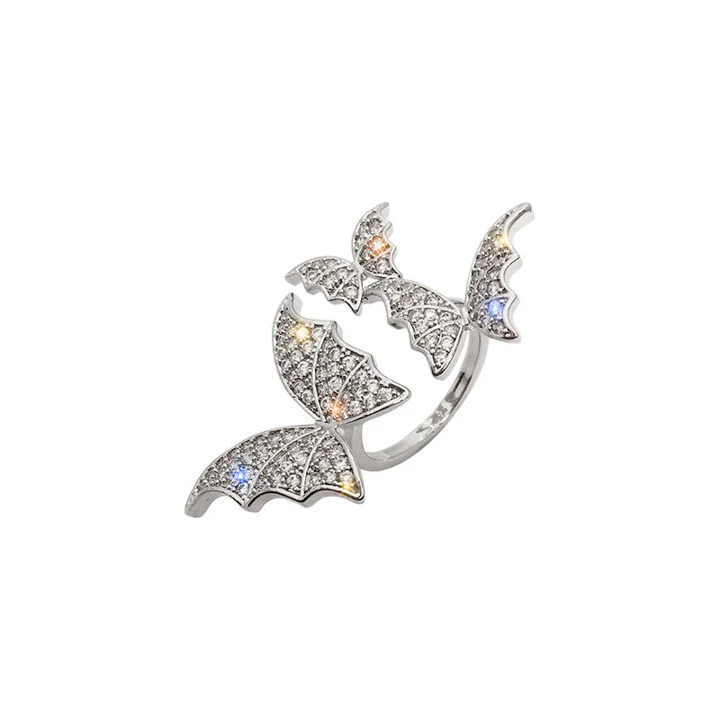 Unilf Silver Zircon Butterfly Open Ring - Image 11