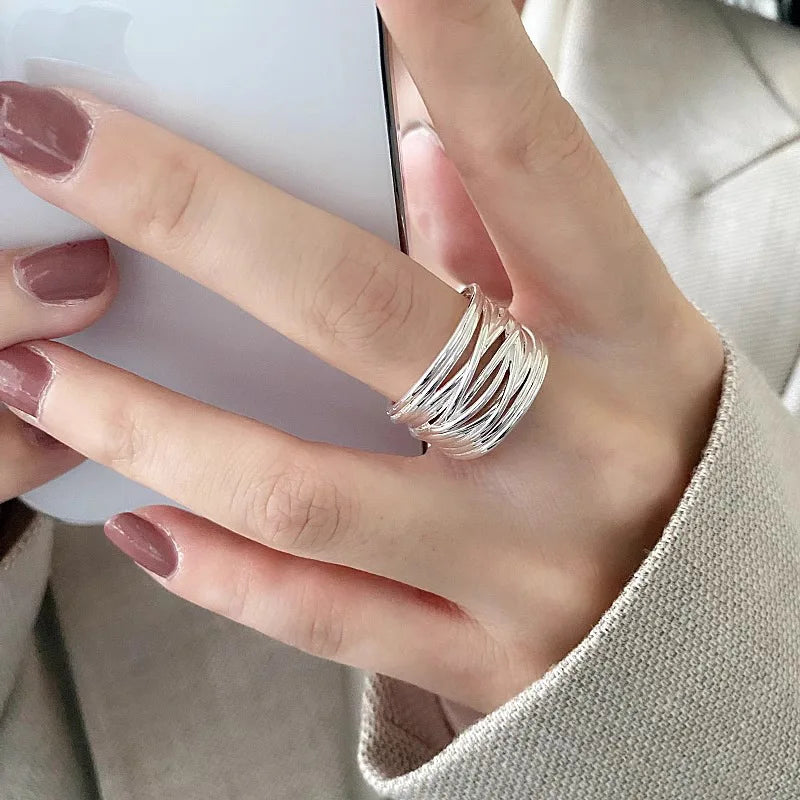 Unilf Geometric Open Silver Ring - Image 29