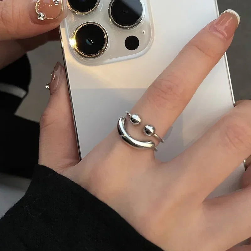 Unegi Silver Smile Ring – Trendy & Playful - Image 5