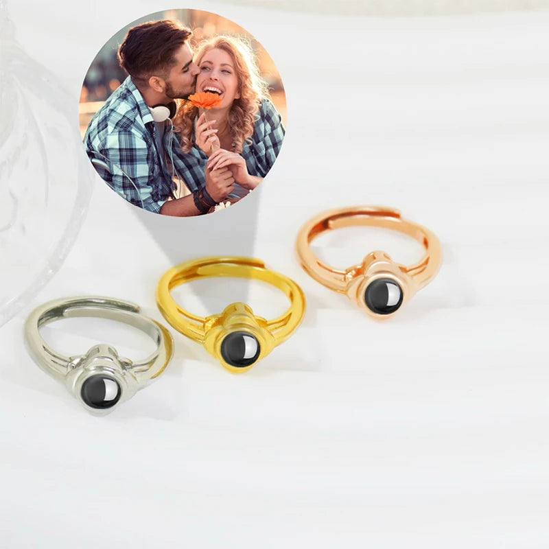 Uneju New Rose Flower Projection Memory Ring - Image 6