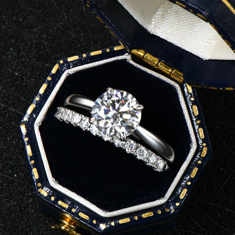 Moissanite Wedding Sterling Silver Engagement Fashion Classic Ring