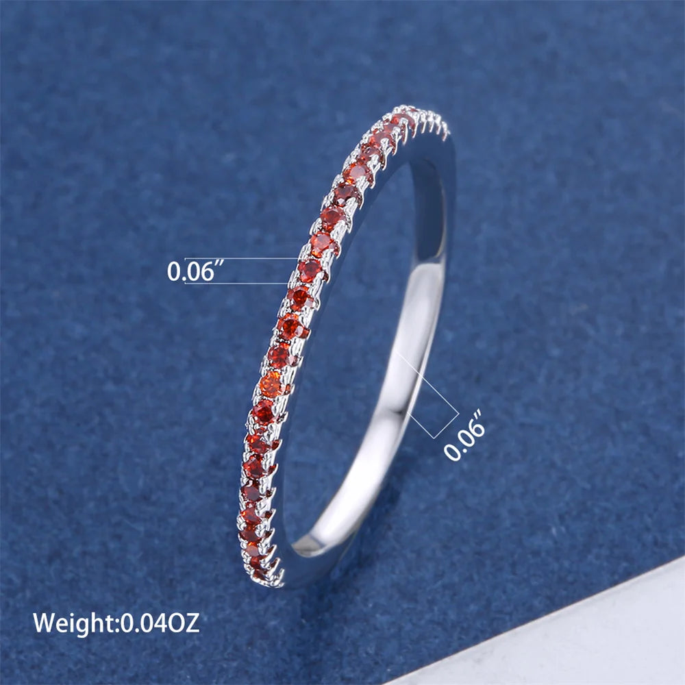 Ecooin Red Crystal Round Engagement Ring - Image 5