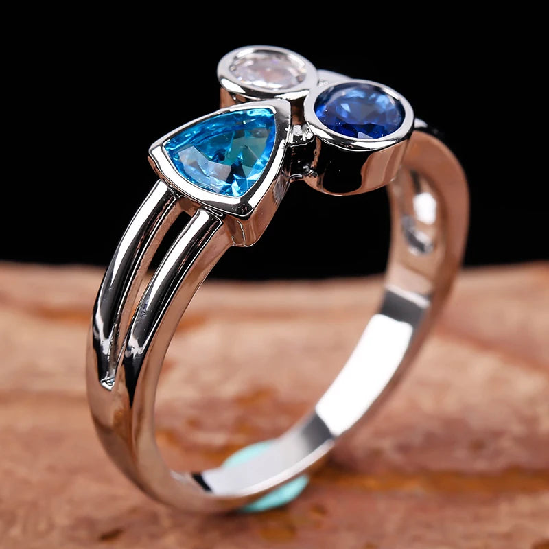 Ecooin Irregular Three-Color Stone Date Ring - Image 6