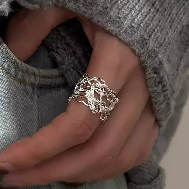 Chicya Sterling Silver Irregular Geometric Ring - Image 13