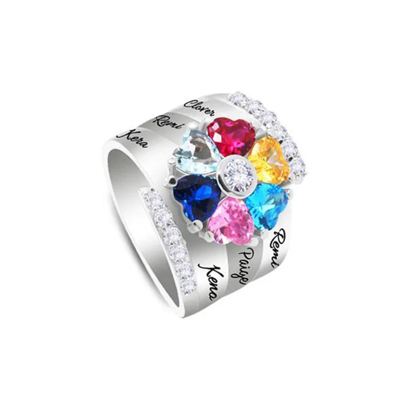 Uneju Personalized Name Family Ring with 1–8 Birthstones - Image 12