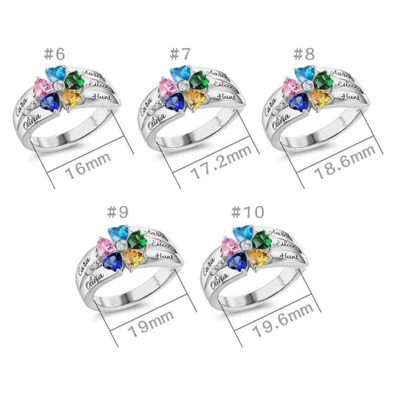 Uneju Personalized Name Family Ring with 1–8 Birthstones - Image 8
