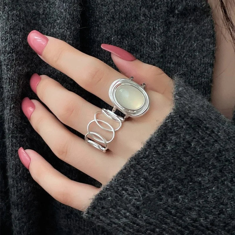 Undiw 925 Sterling Silver Moonstone Ring for Women - Image 6