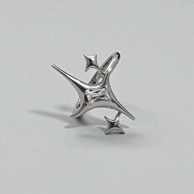 Chicya Vintage Irregular Cross Star Open Ring - Image 7