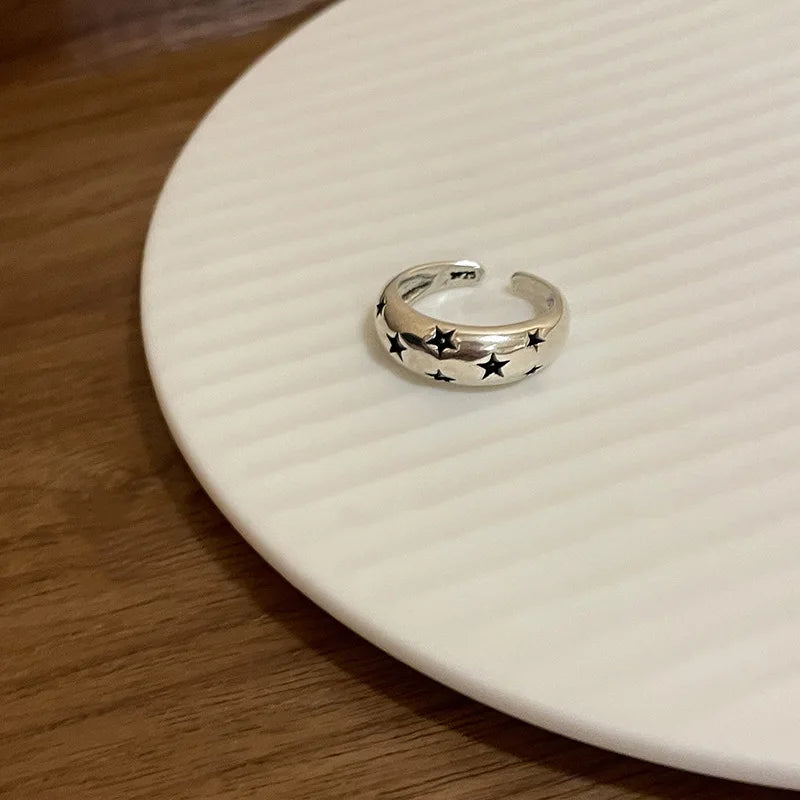 Chicya Vintage Irregular Cross Star Open Ring - Image 12