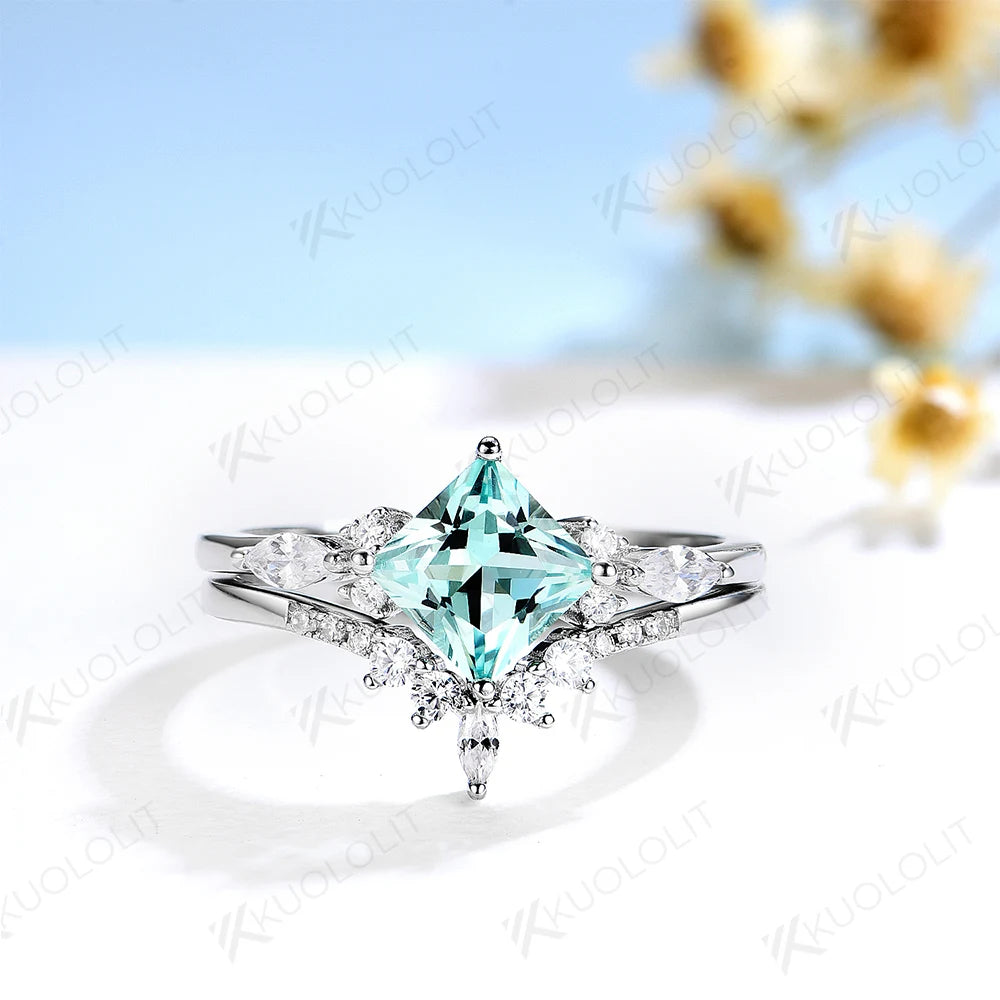Bluish Emerald Gemstone Rings