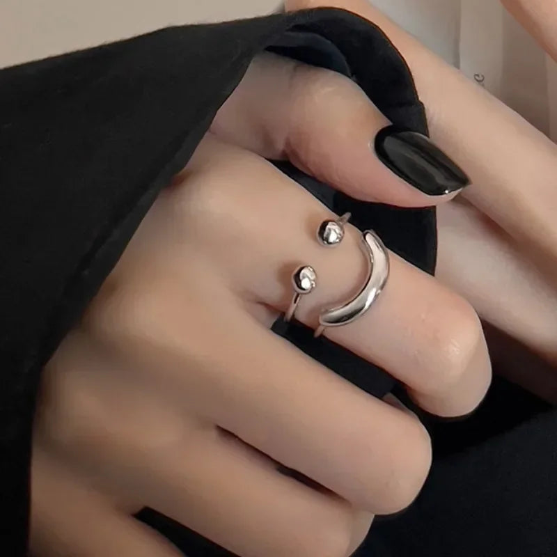 New Silver Color Smile Shape Ring for Women