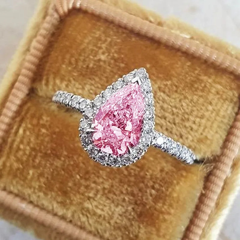 Chicya Pink/Crystal Waterdrop Cubic Zirconia Ring - Image 3