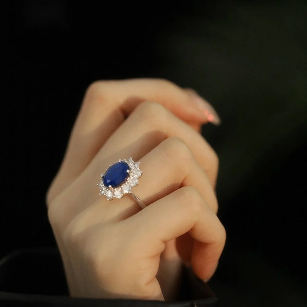 Oclie Oval Cut Diana Sea Blue Sapphire Ring - Image 7