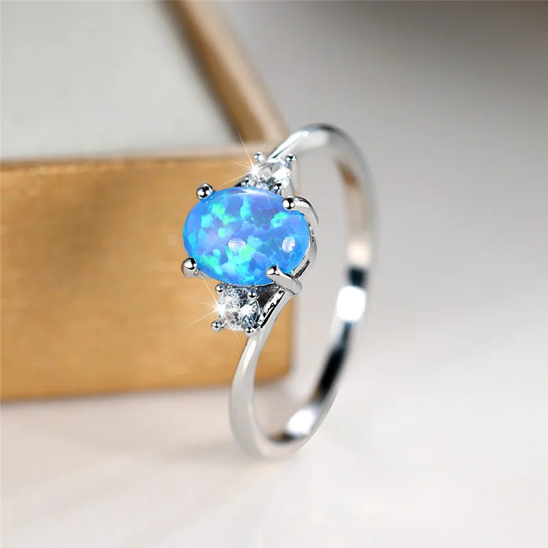 Undiw Green Fire Opal Oval Stone Ring - Image 7