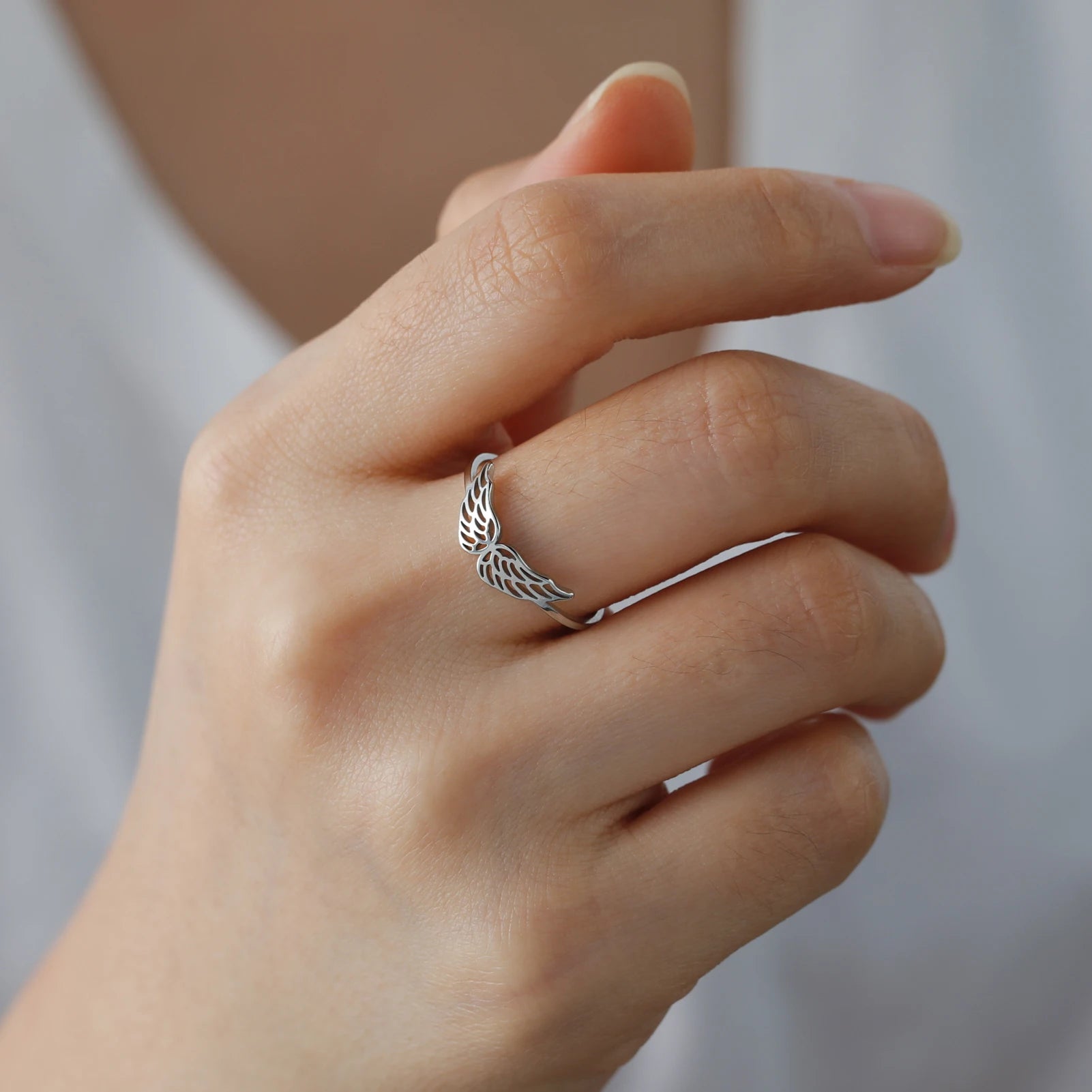 Undiw Flying Angel Wings Stainless Steel Ring for Women - Image 4