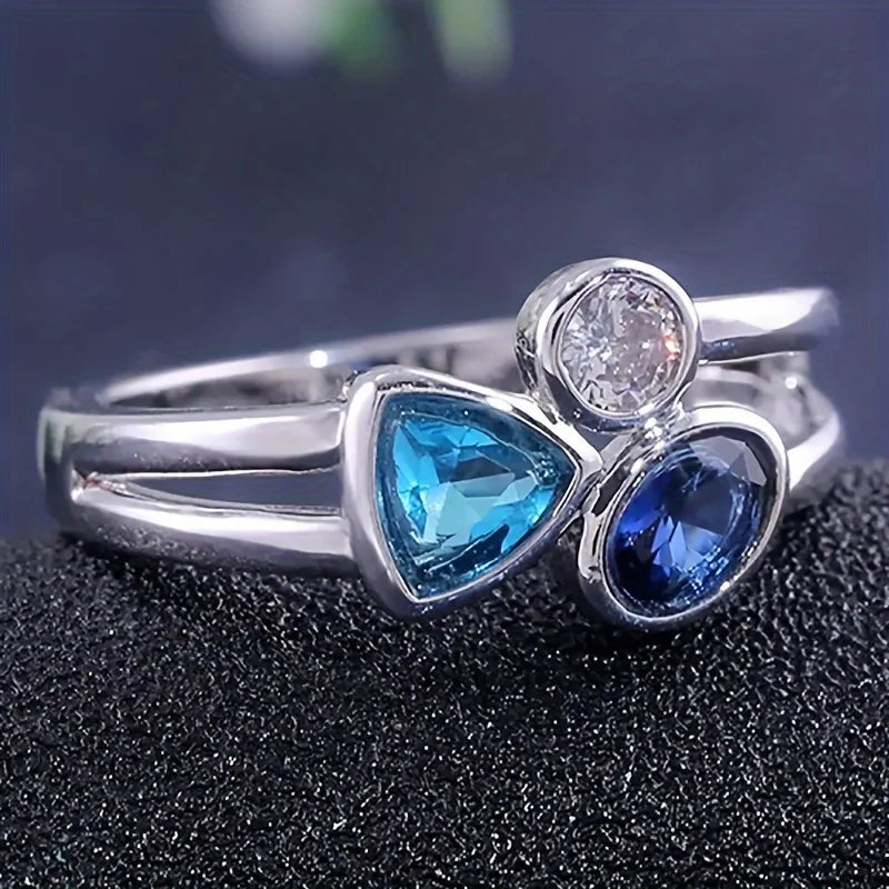 Ecooin Irregular Three-Color Stone Date Ring - Image 5
