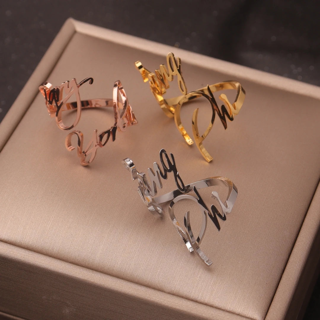 Uneju Personalized Couples Name Ring - Image 11
