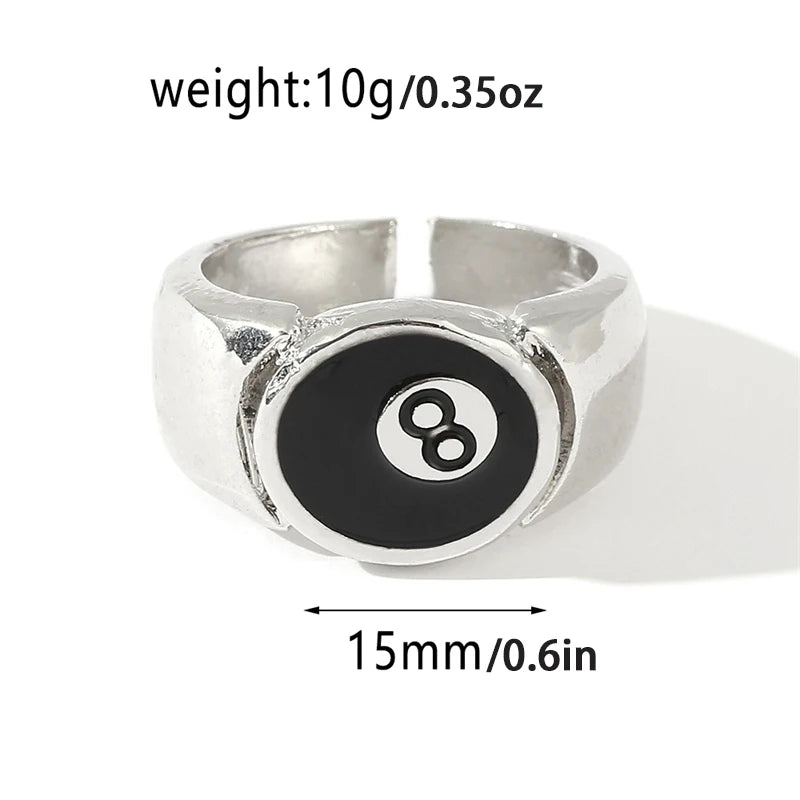 Angelofvogue Number 8 Black Pool Billiard Ball Ring for Men - Image 6