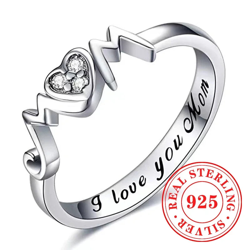 Unilf Meaningful MOM Sterling Silver Heart Ring - Image 3