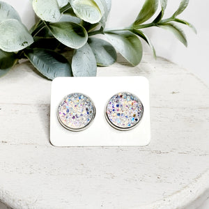 12MM Iridescent Clear Studs - Mrs. Little Shoppe, LLC