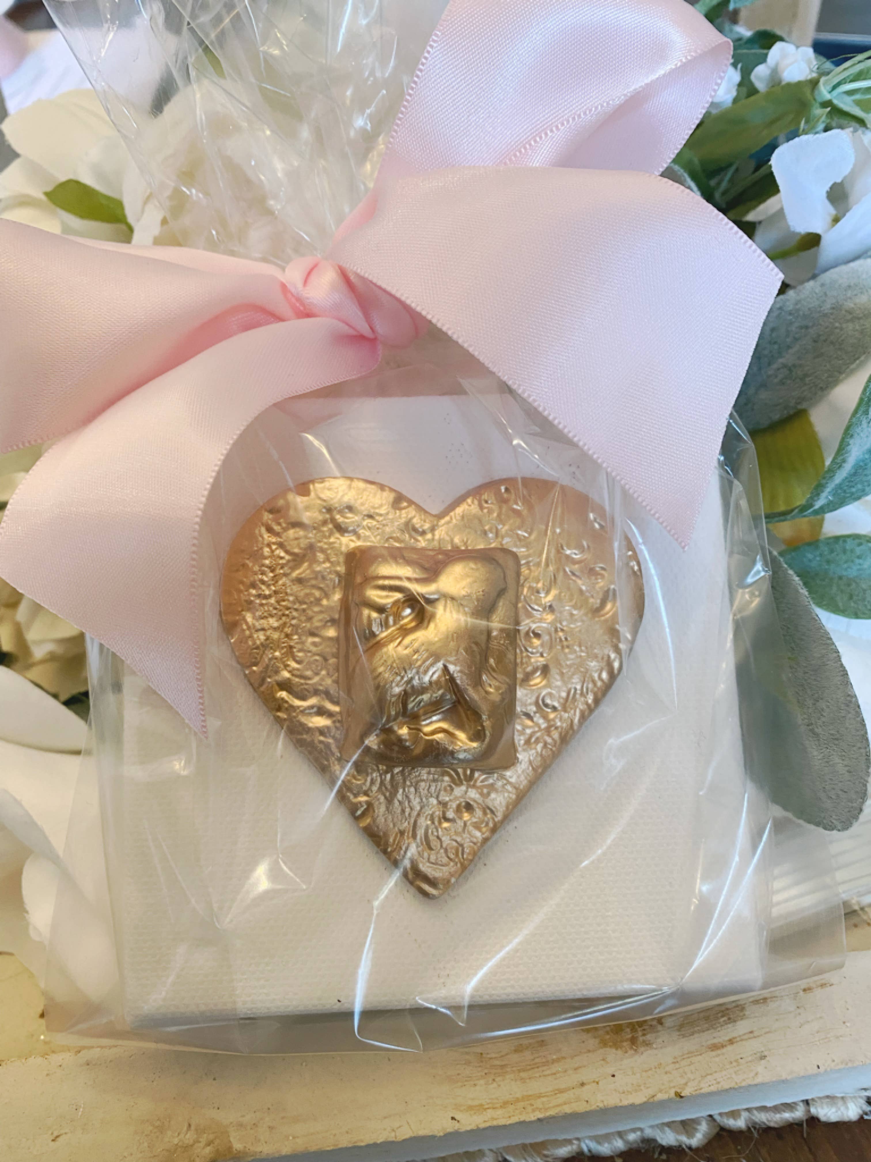 Rouge 225 - Gold Gilded Bunny on Heart Canvas