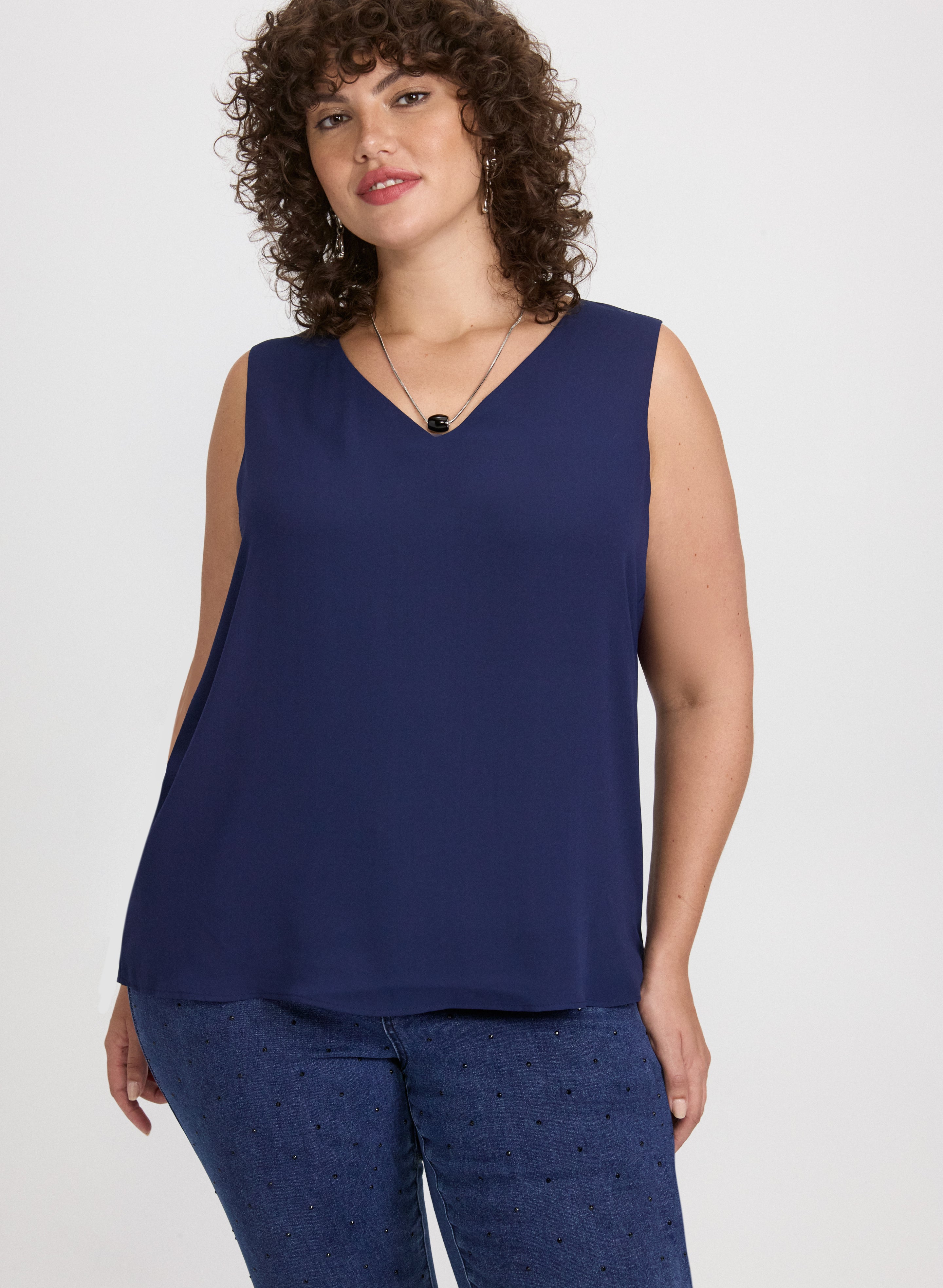 Blouse sans manches en crêpe