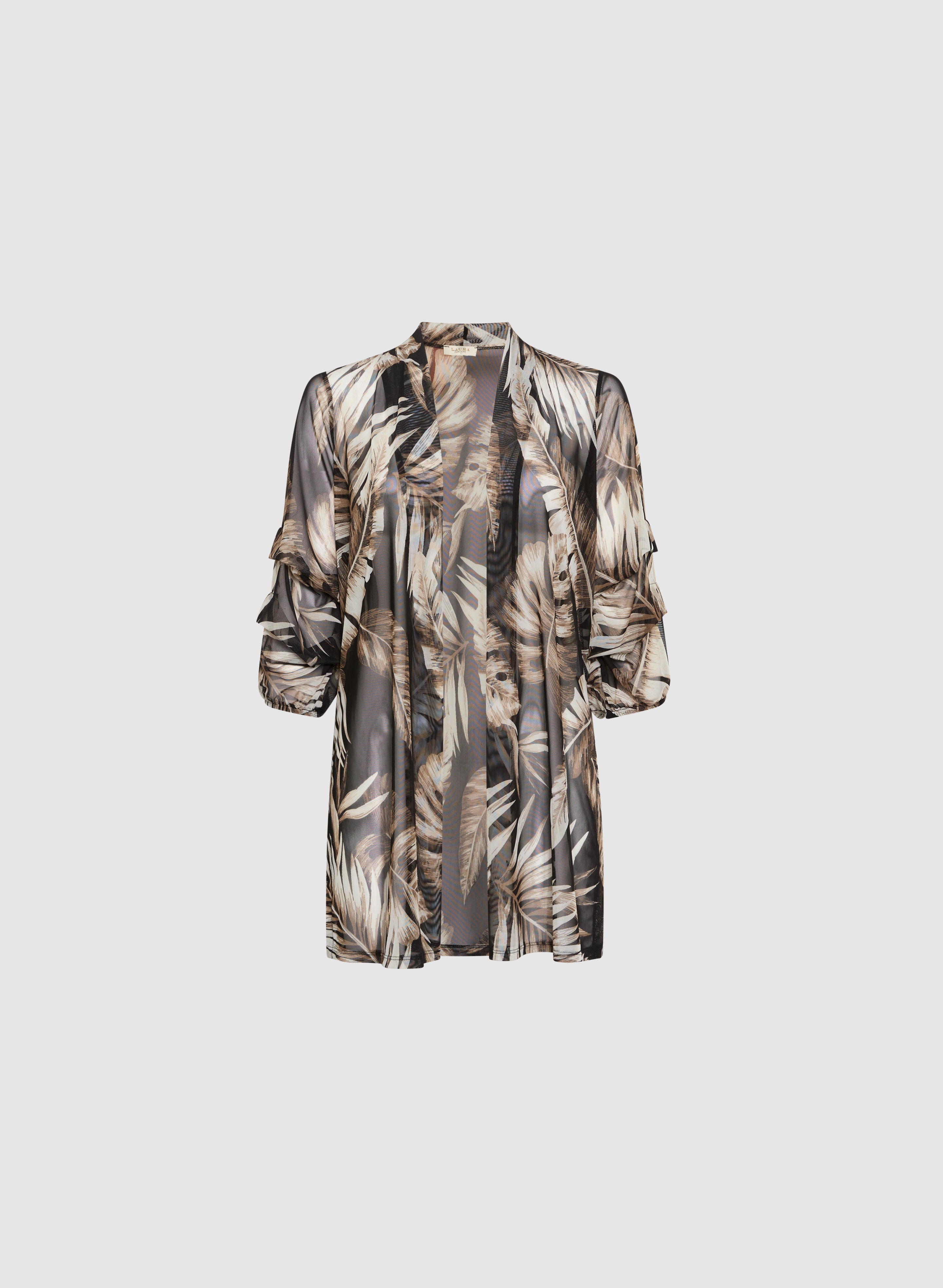 Tropical Print Open-Front Top