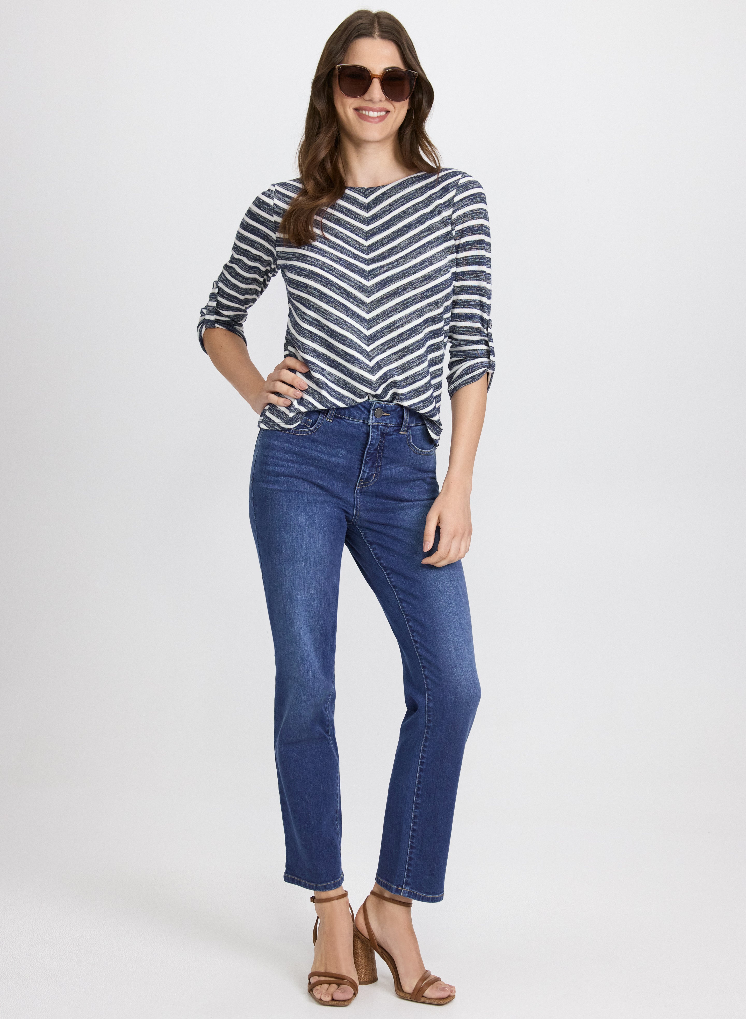 Stripe 3/4 Sleeve Top