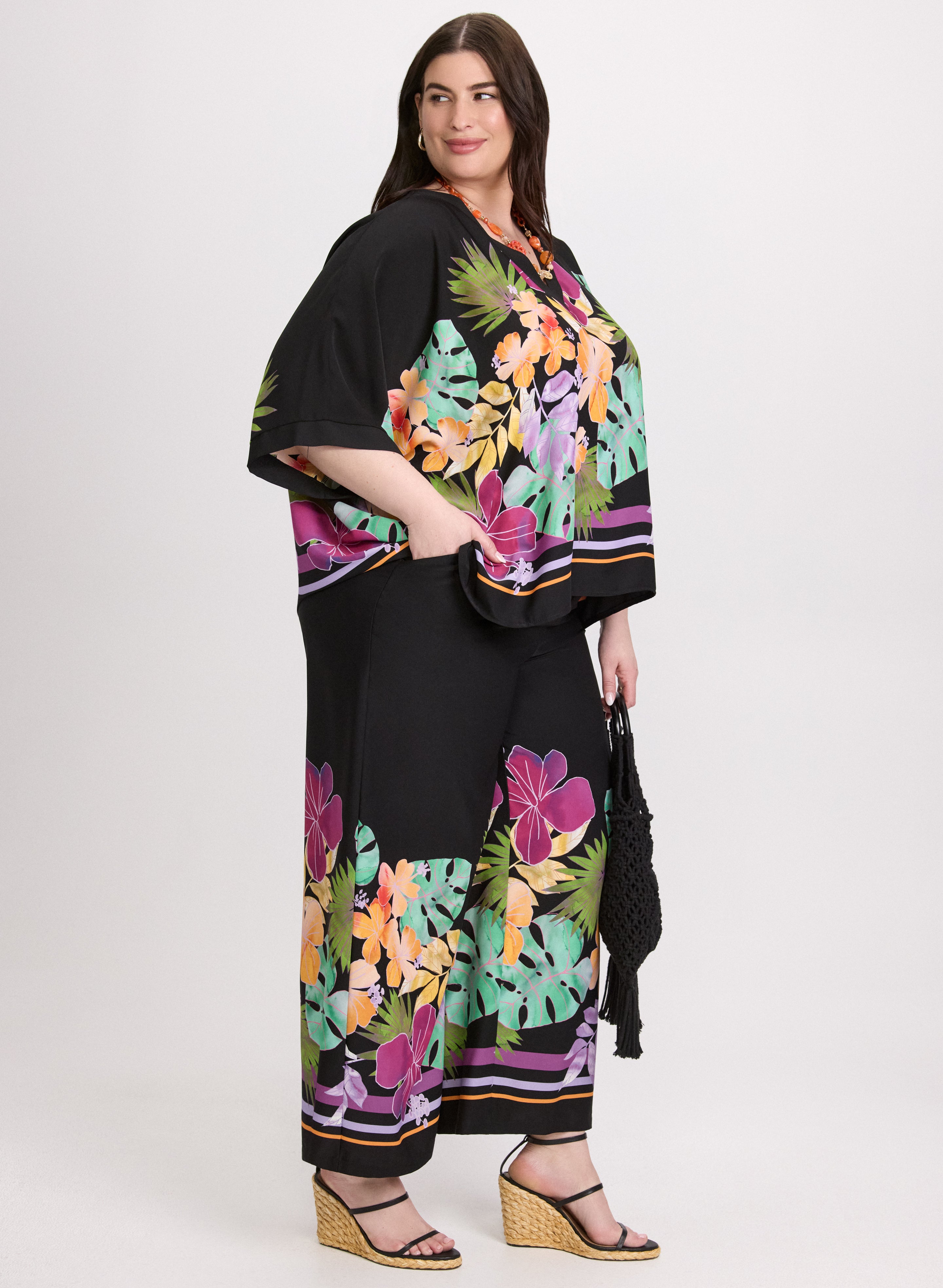 Joseph Ribkoff - Tropical Print Wide Leg Pants
