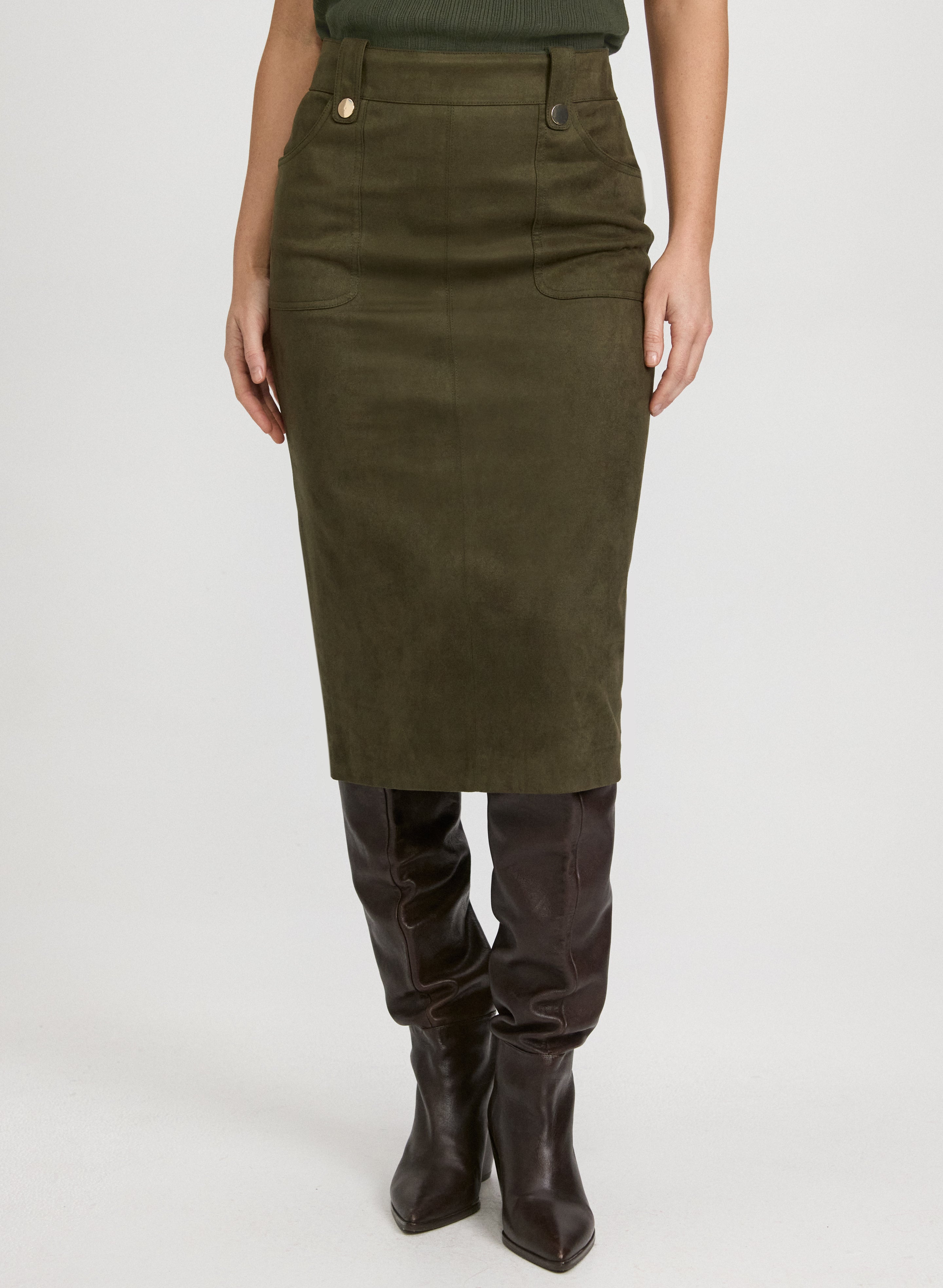 Vegan Suede Pencil Skirt