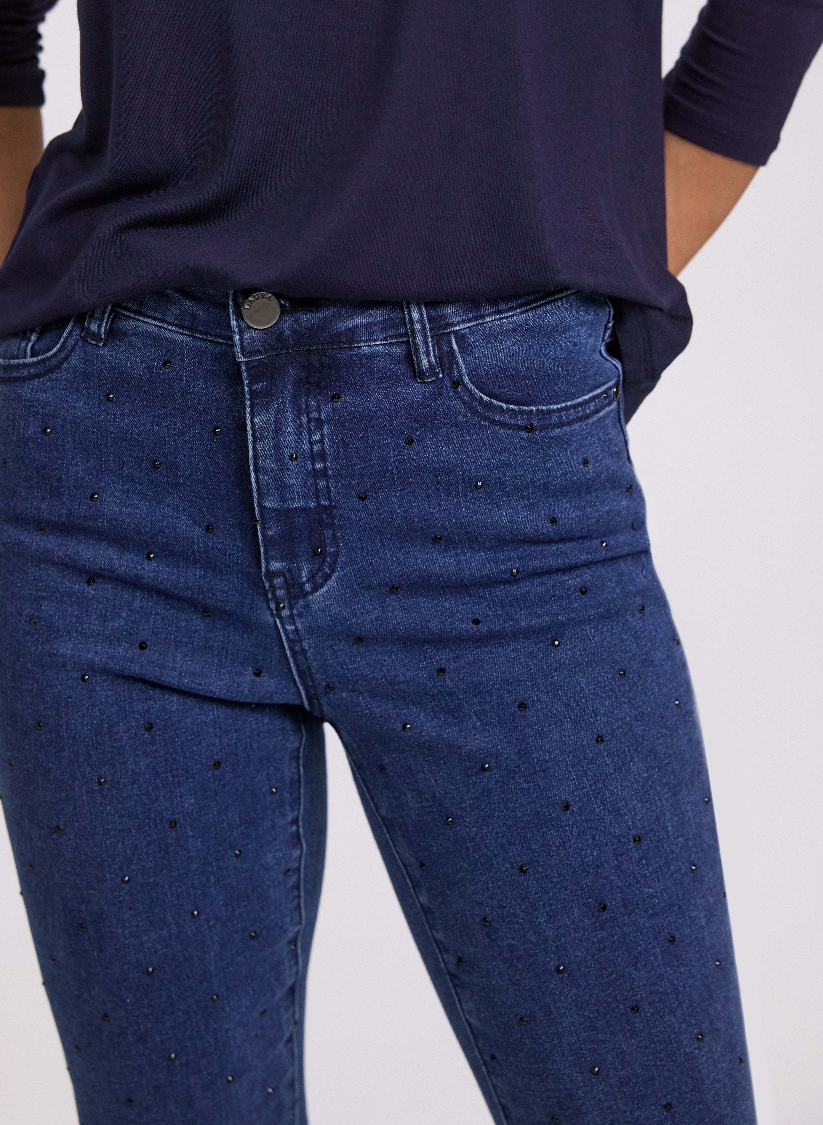 Rhinestone Embellished Jeans