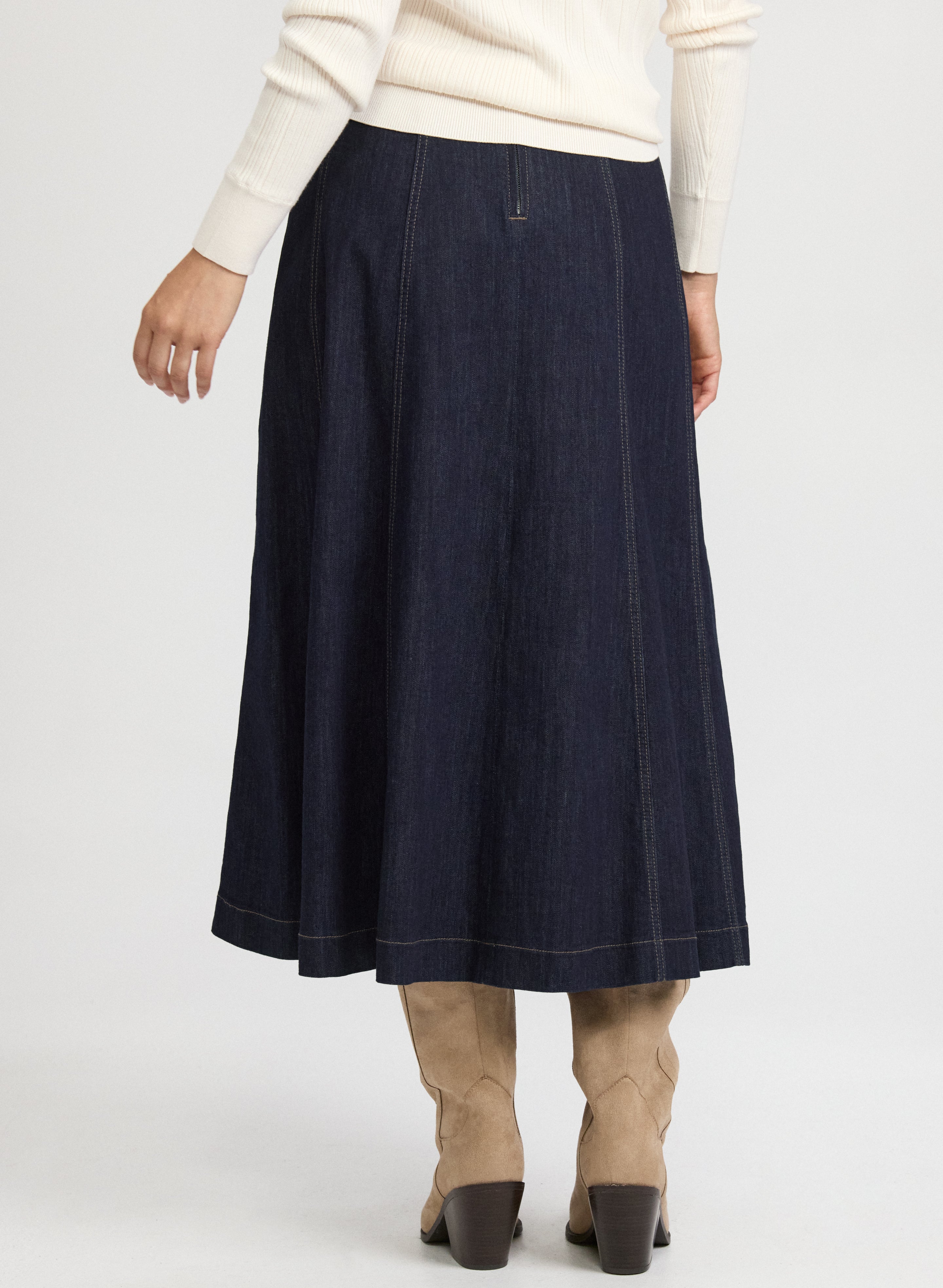 Jupe midi en denim ligne A