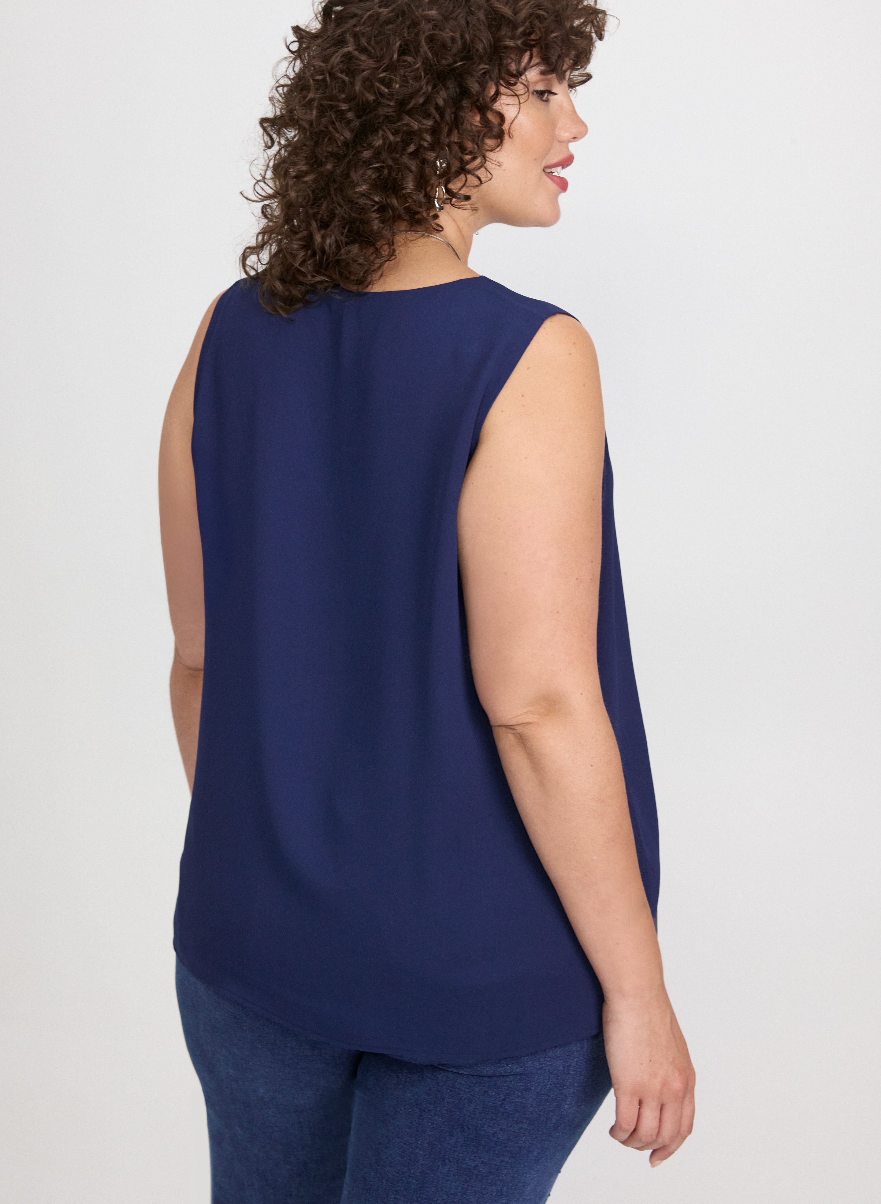 Blouse sans manches en crêpe